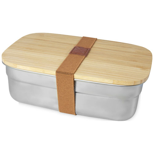 Boîte repas personnalisée acier inoxydable et bambou Tite Naturel et Argent